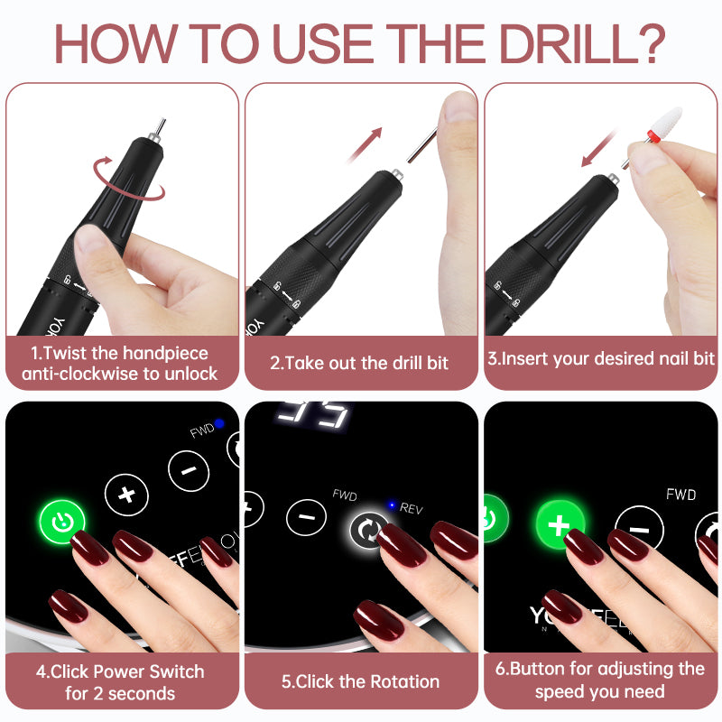 YokeFellow New Upgrade 35000RPM Electric Nail Drill Machine For Acrylic