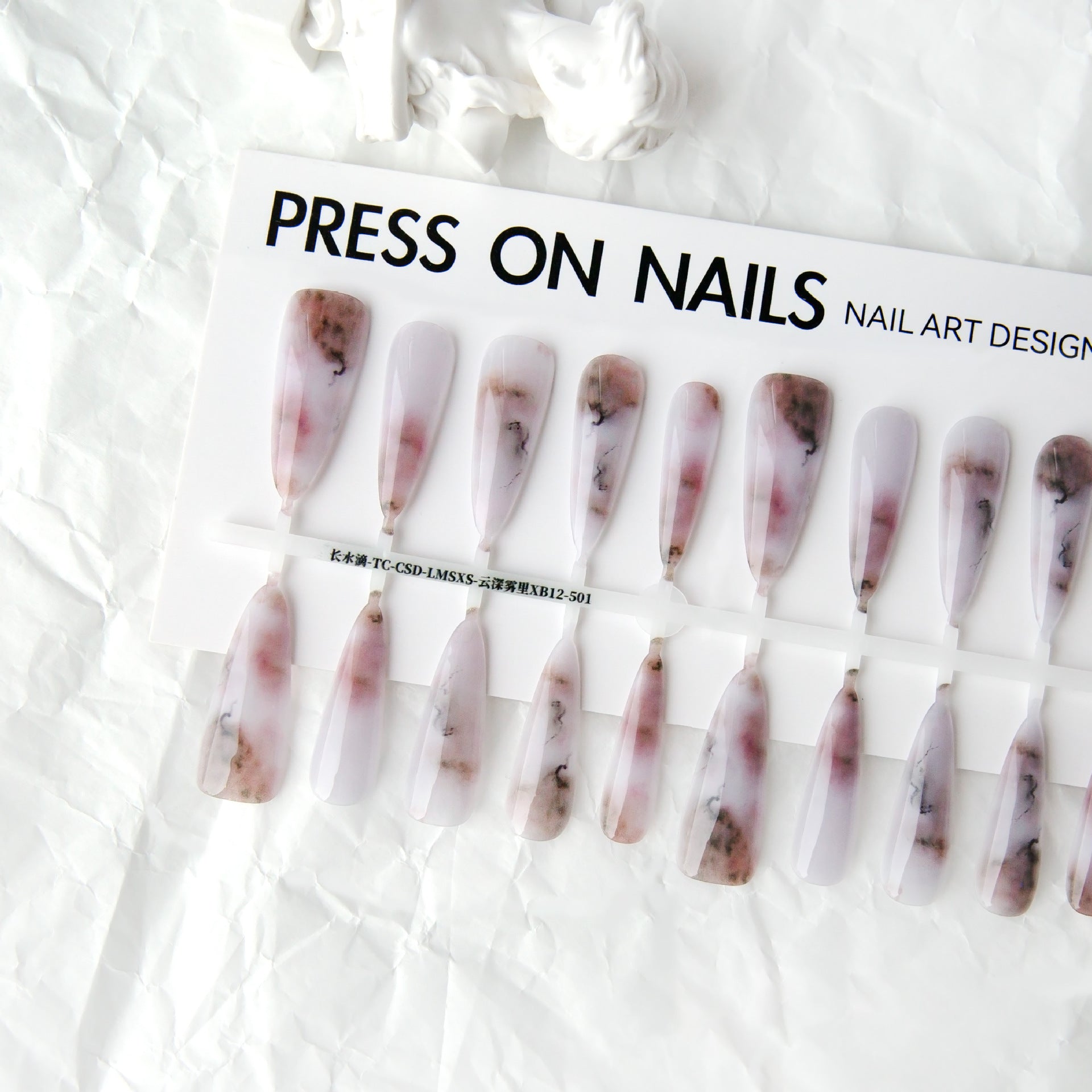 Press On Nails Blooming Antique Butterfly Ink Long Pointed Nail Beauty Bright Surface