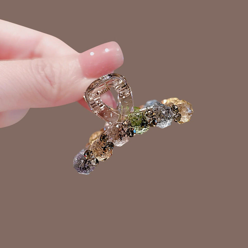 Simple All-match Rhinestone Graceful And Fashionable Back Head Half Tied Barrettes