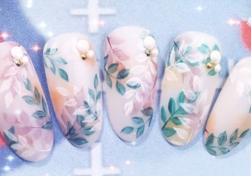 Green Leaf Nail Sticker Cactus Green Polka Dot Leopard Nail Sticker