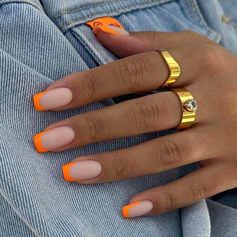 Simple Orange European Square Nail Sticker