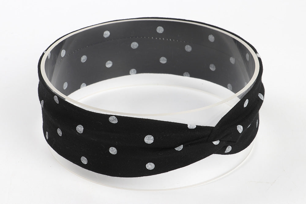 European And American Cute Dotted Prints Cross Babies' Headwear Cotton Cloth Children's Headband