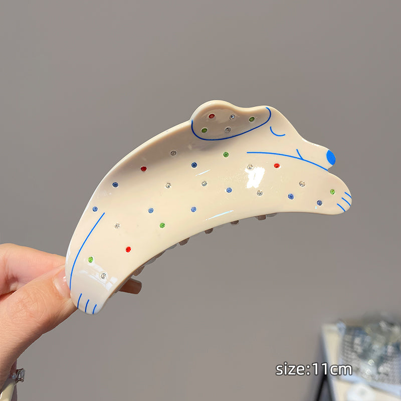 Korean Style Acetic Acid Little Dog Grab Clip Female Lazy Style Ins Clip Headwear