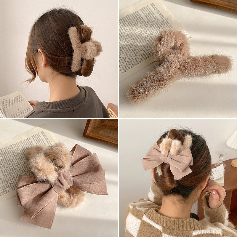Plush Female Bowknot Big Shark Grab Clip At The Back Of The Head