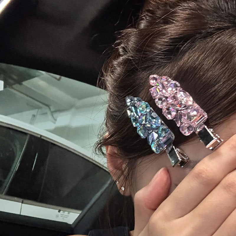 Super Shiny Exquisite Bang Clip Full Rhinestone Zircon Seamless Broken Hair