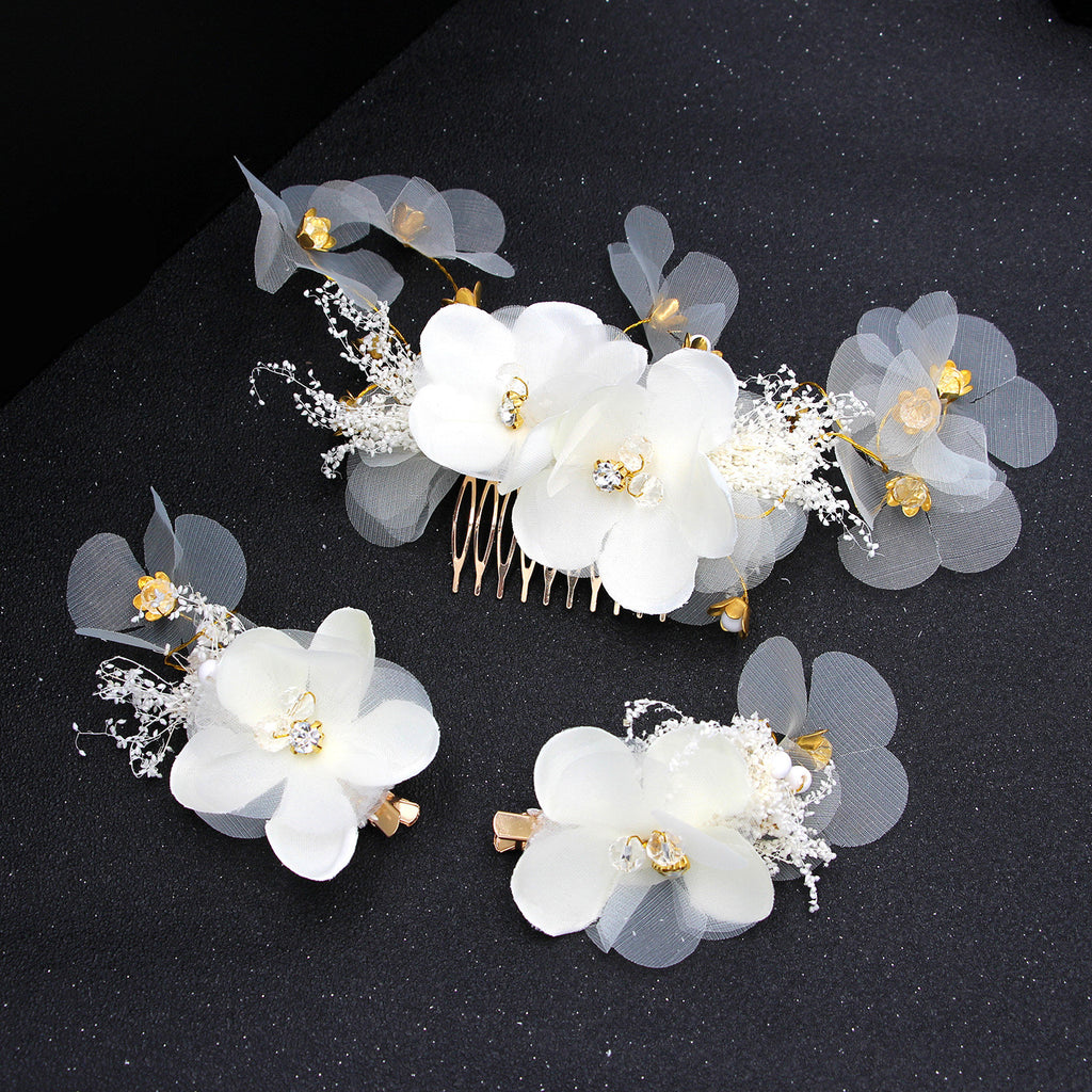 Wedding Dress With White  Comb And Hair Accessory Set