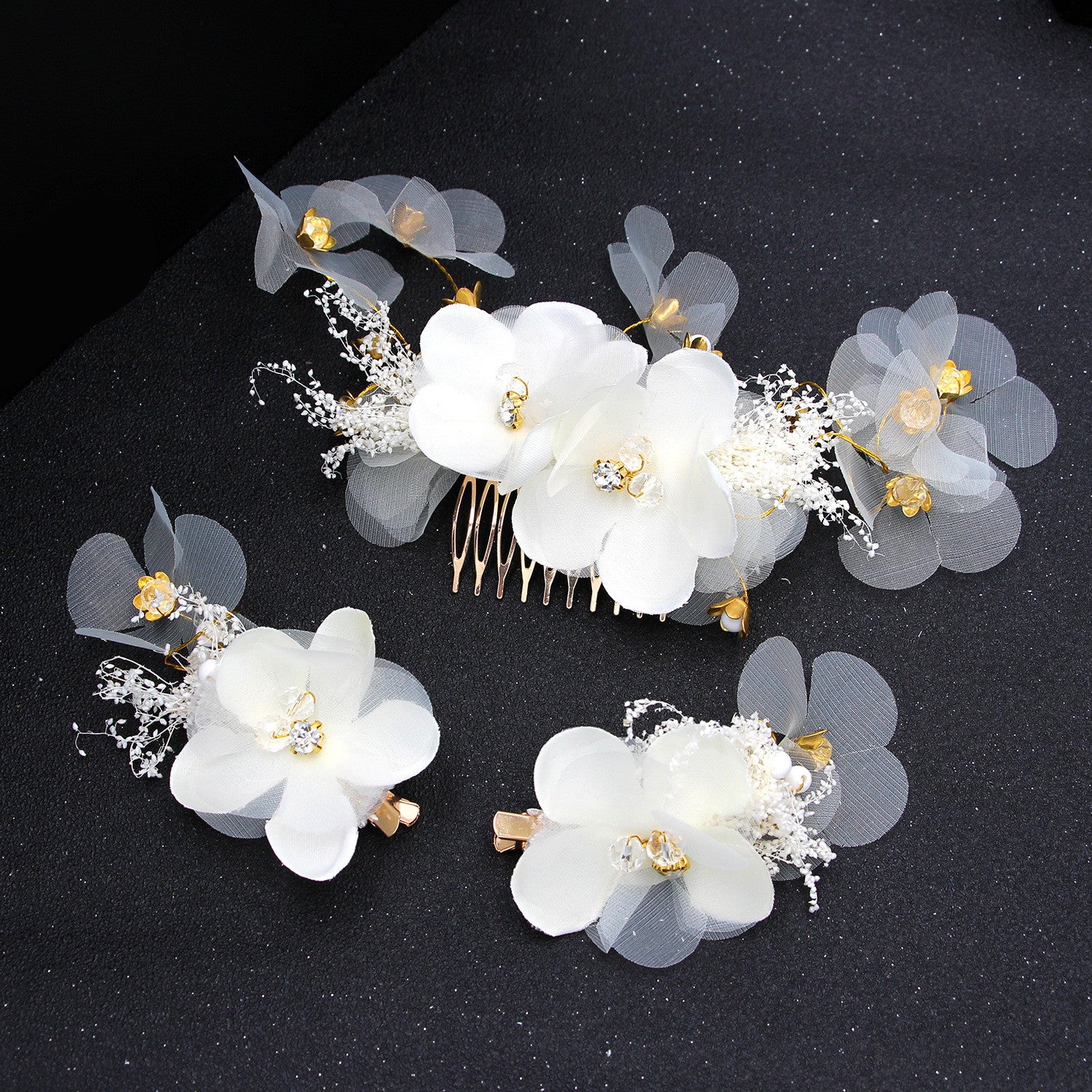Wedding Dress With White  Comb And Hair Accessory Set