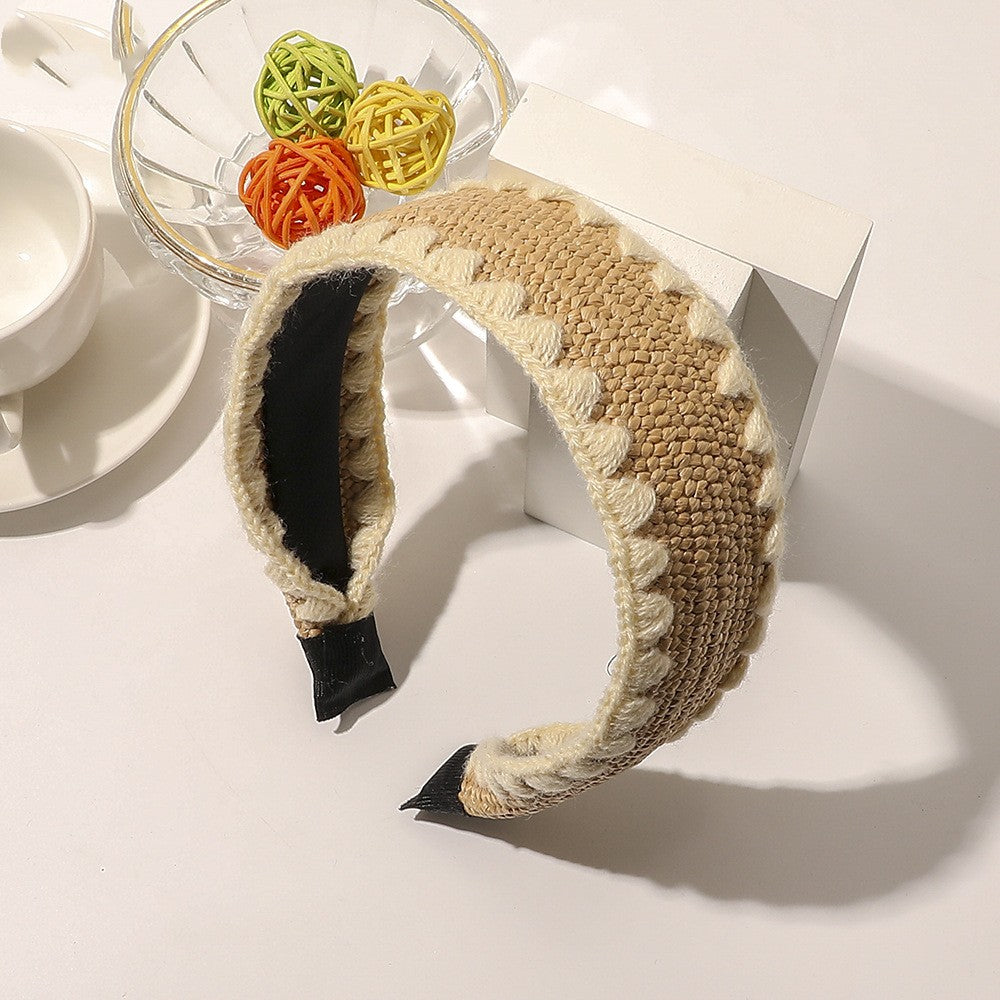 Wool Lafite Hairband Simple Cross Knot