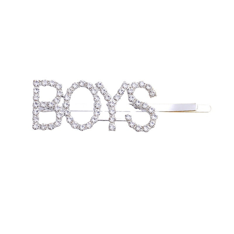 Letter Side Clip Bangs Rhinestone