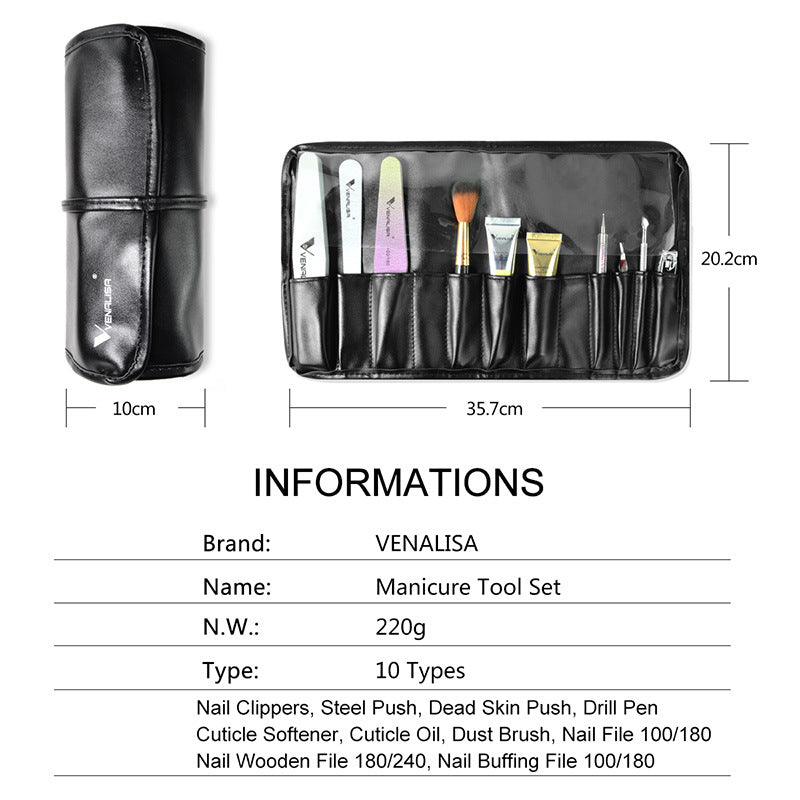 Venalisa Nail Art Kit Dead Skin Scrub Nail Polish Nail Clipper 10 Repair Sets