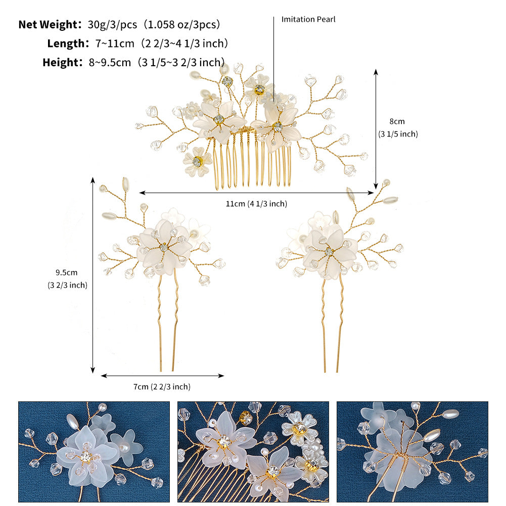 Pearl Flower Exquisite Flower Leaf Bridal Headdress Hair Comb