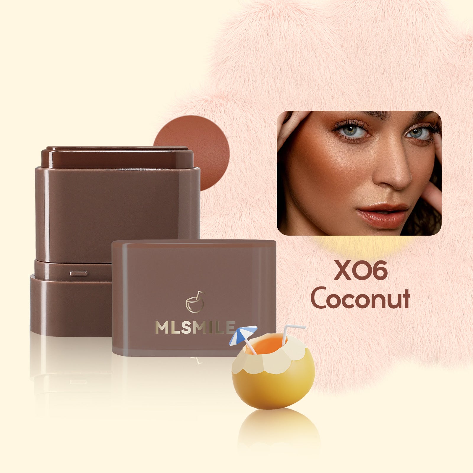 MLSMILE Flat Tube Fruit Blush Stick 2 In 1