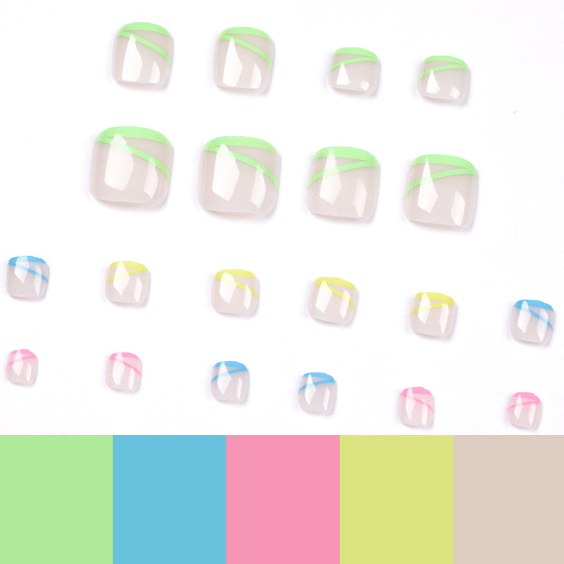 Wearable Nail Four-color Line Foot Nail Tip