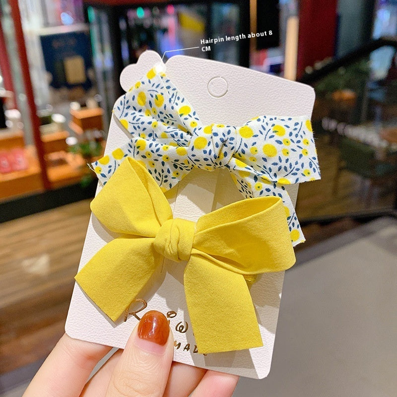 Girls' Bow Floral Fabric Barrettes