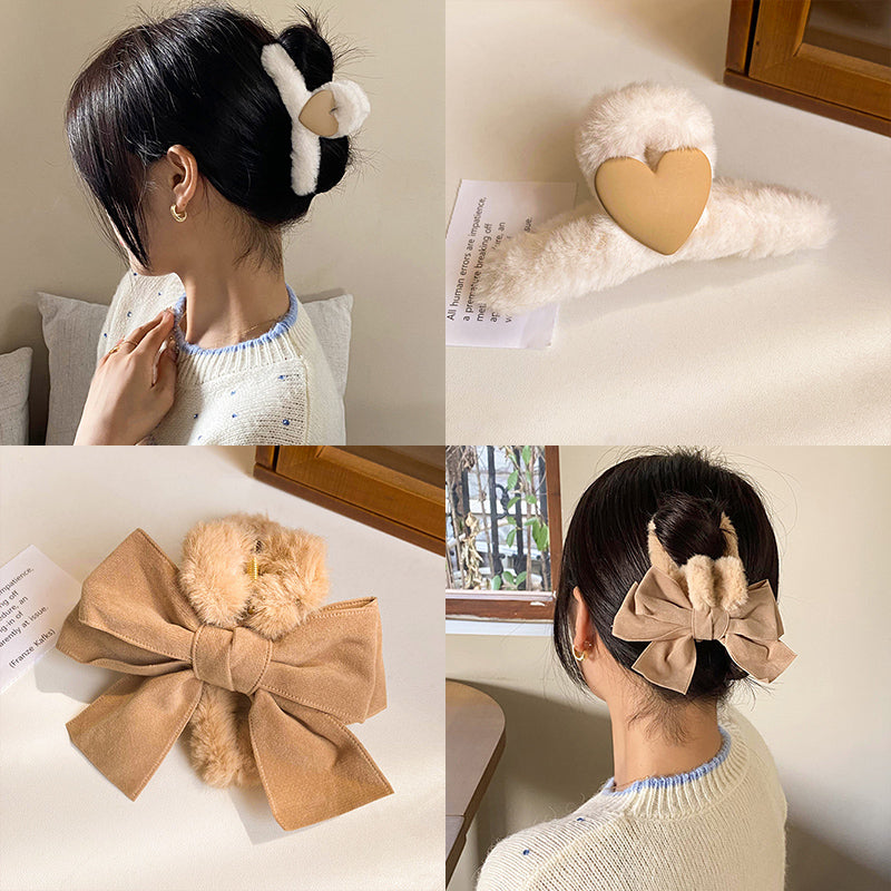 Plush Female Bowknot Big Shark Grab Clip At The Back Of The Head