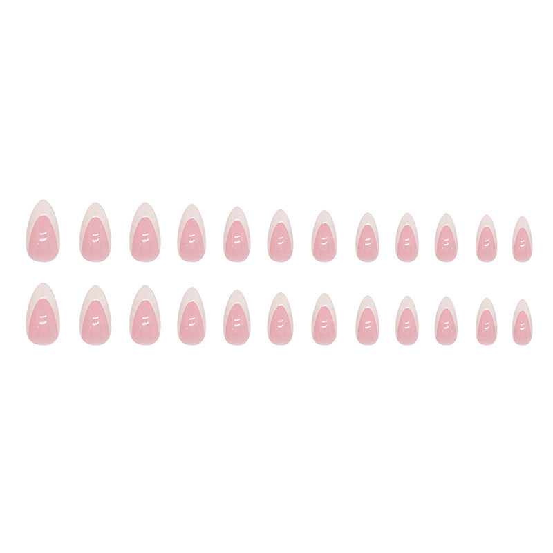 Simple Pure Desire White French Almond Nail Fashion All-match Wear Nail Finished Product