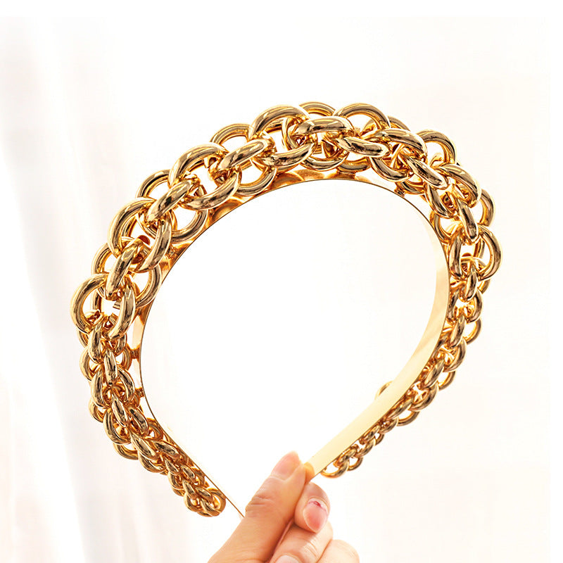 Metal Chain Twist Braided Headband Hairpin Press Hair