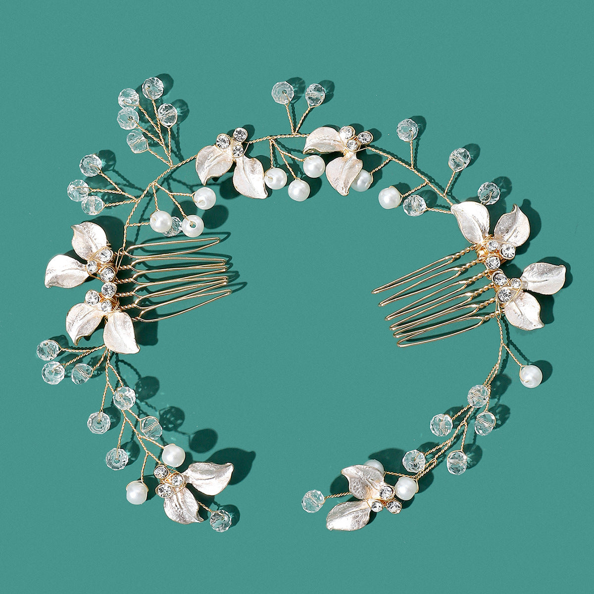 Mailang Handmade Golden Twisted Flower Hair Comb Headdress