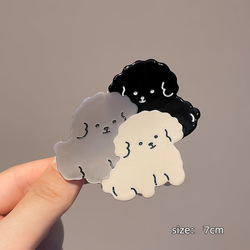 Korean Style Acetic Acid Little Dog Grab Clip Female Lazy Style Ins Clip Headwear