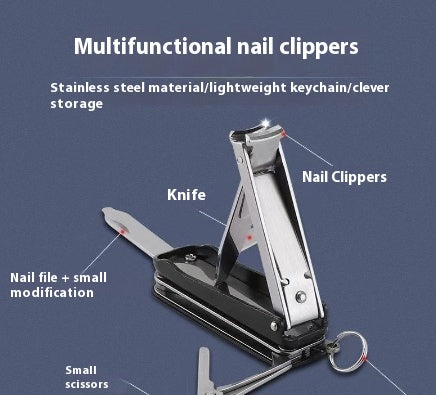 Multifunctional Nail Clippers Student Portable Foldable Keychain Three In One