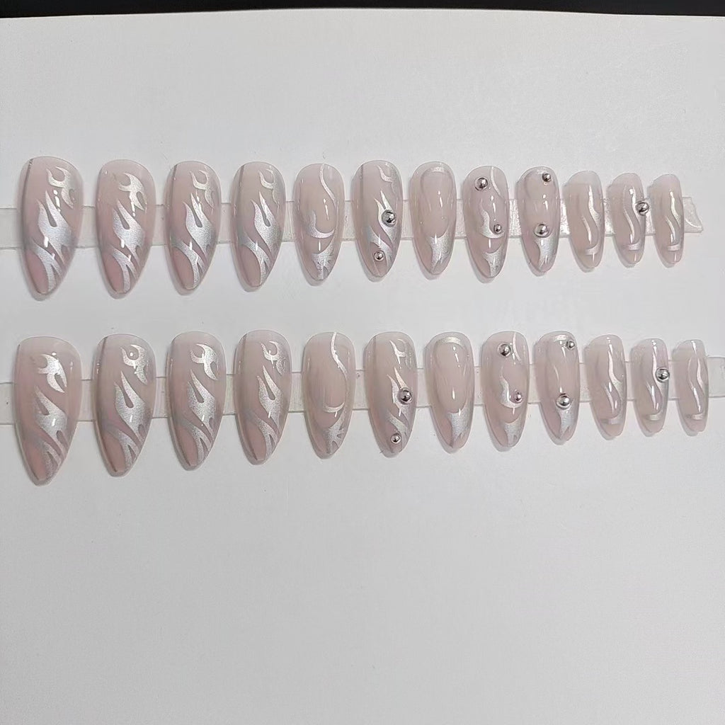 Flame Rivet Mid-length Pointed Detachable Finished Nail Beauty
