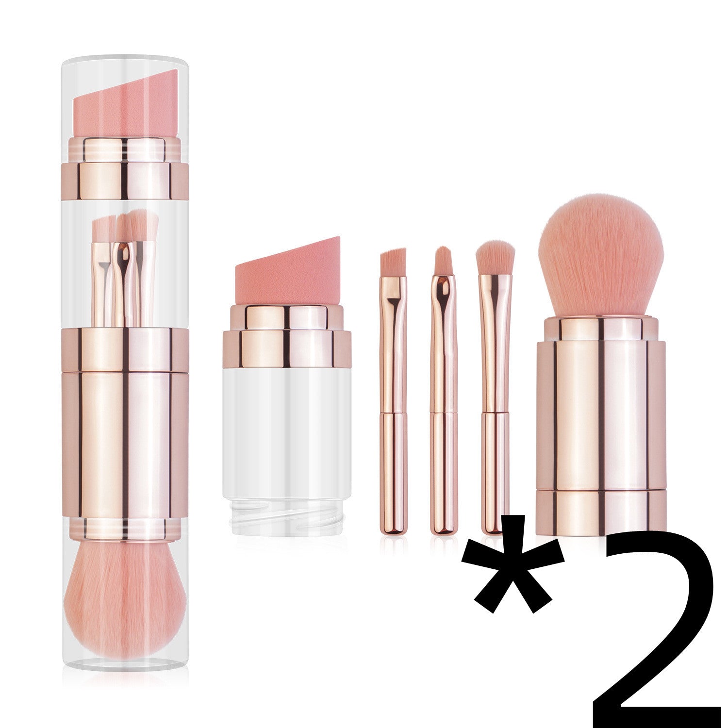 5-in-1 Makeup Brushes Multifunctional Portable Foundation Eyeshadow Puff Powder Maquillaje Cosmetic With Brush Cleaning Bowl