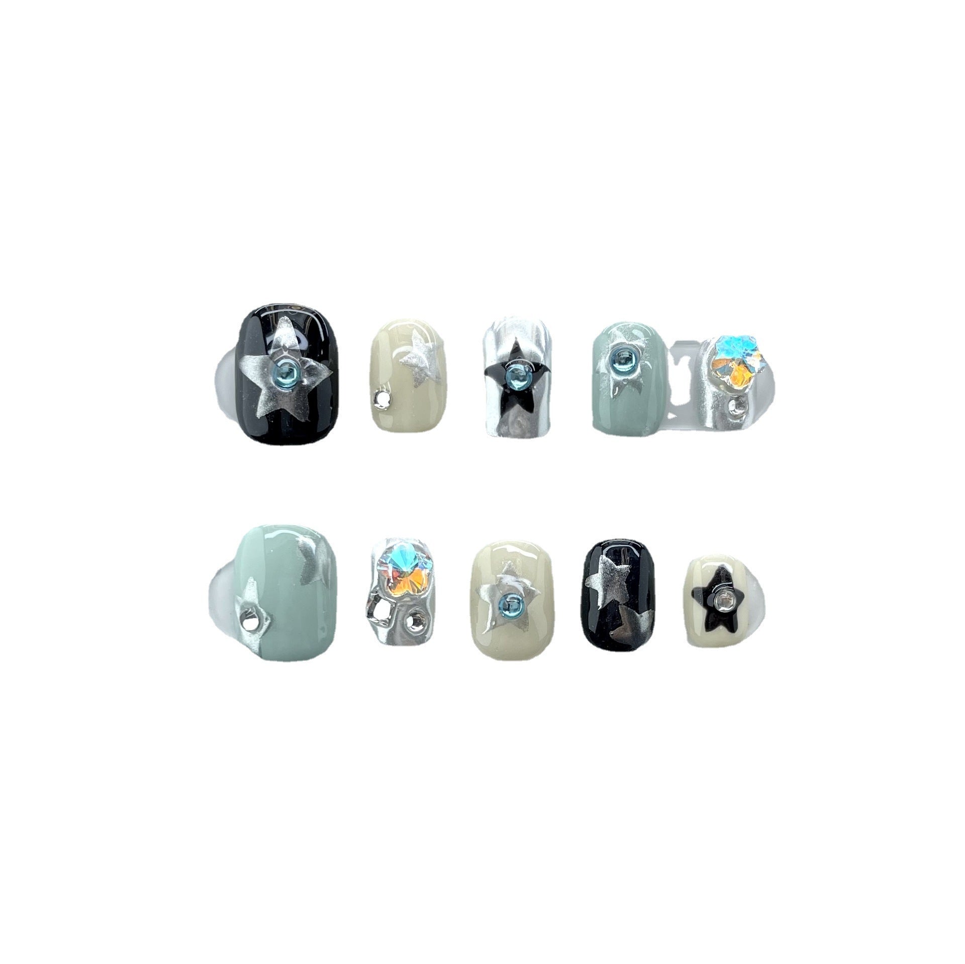 Professional Nail Blue Contrast Color Finished Nail Beauty Nail Patch