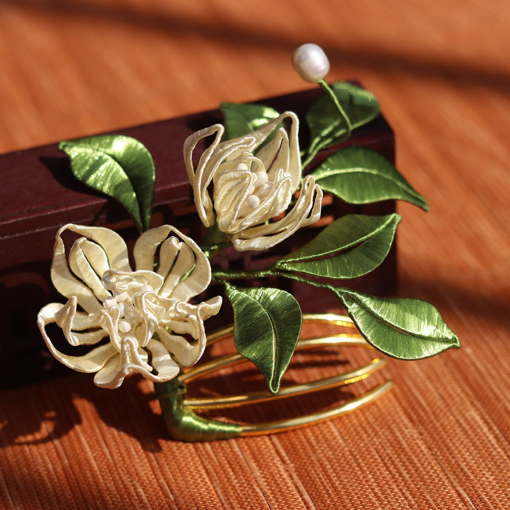 Magnolia Flower Wrapping Flower Decoration Simple Classical Hairpin Hair Comb