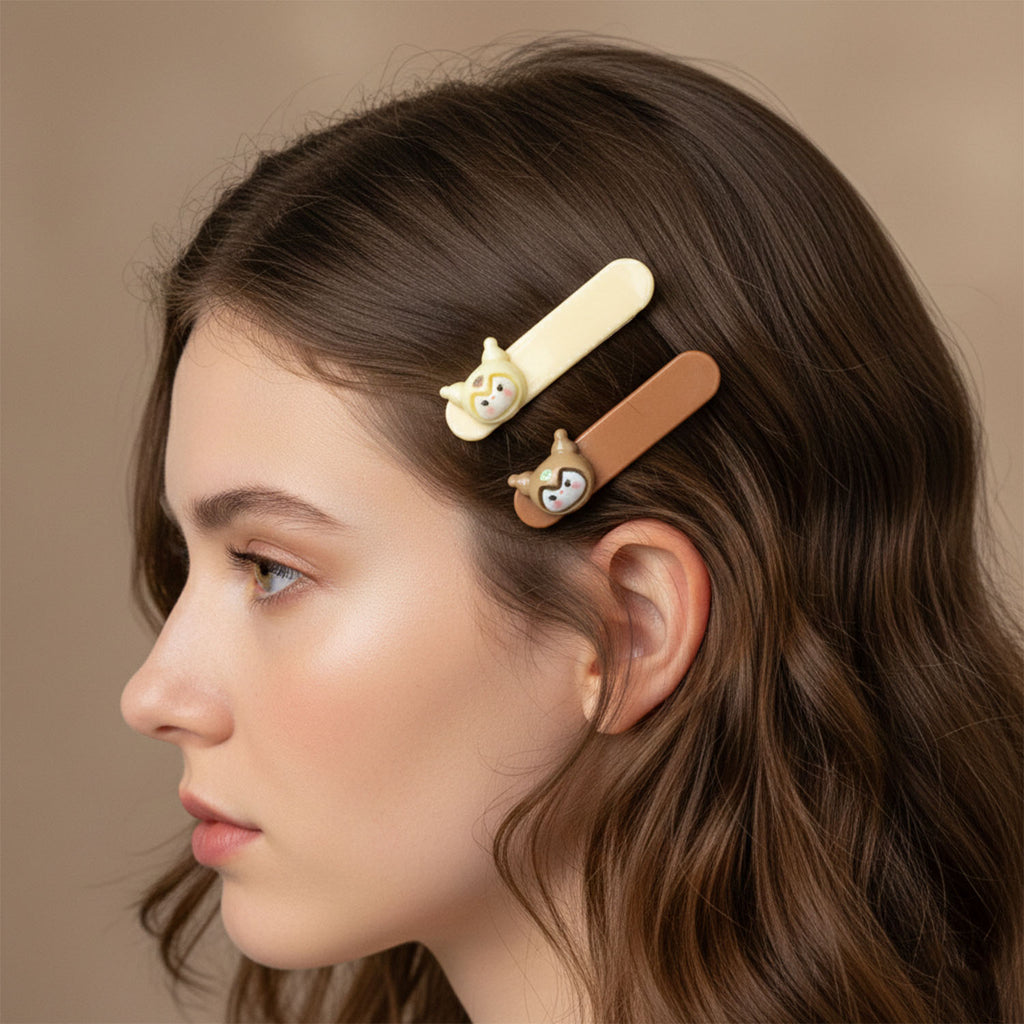 Cute Cartoon Animal Face Decorative Hair Clips (4 Pc)