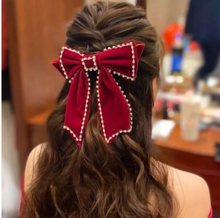 Red Hair Pin Flower Hair Clips Earrings Set Women Headdress