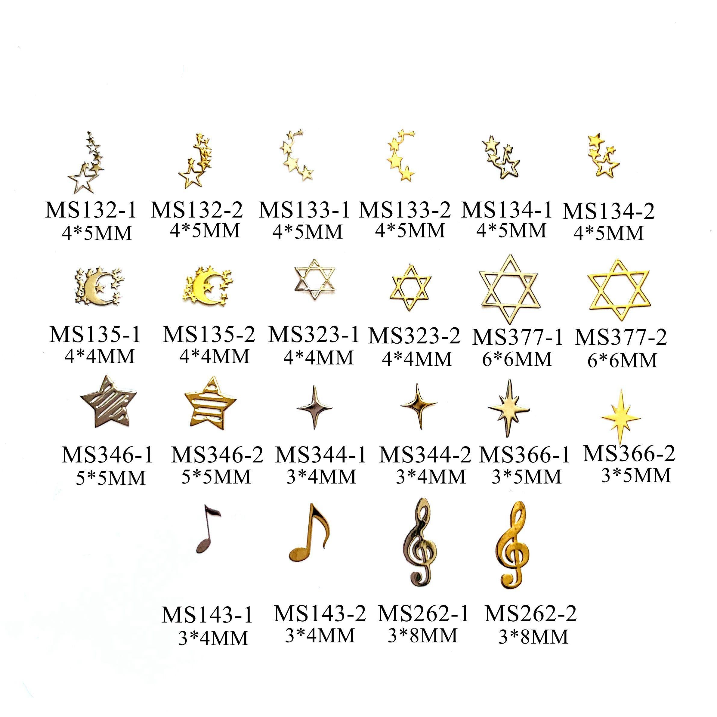 Gold And Silver Star Nail Art Metal Flakes