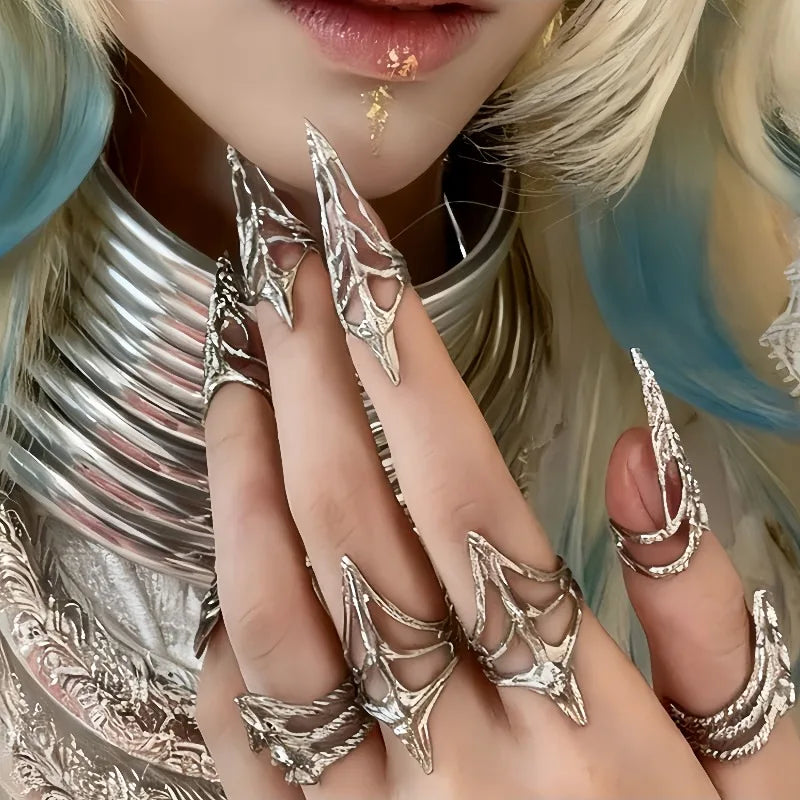Micro Inlaid Zircon Nail Ring Personality