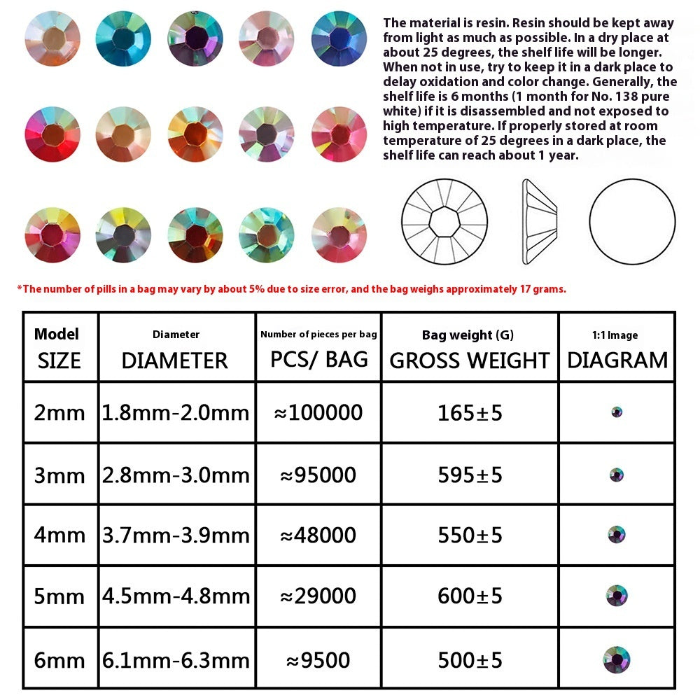 Resin Flat Magic Color Nail Rhinestone-sticking Handmade Ornament