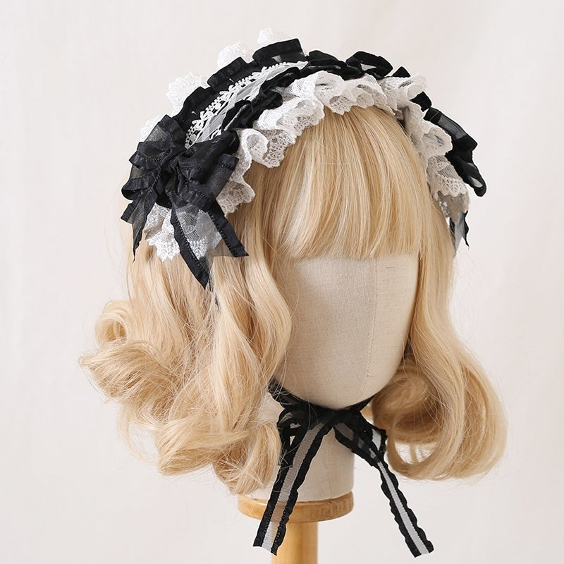 Versatile Color Blocked Bow Lace Headband