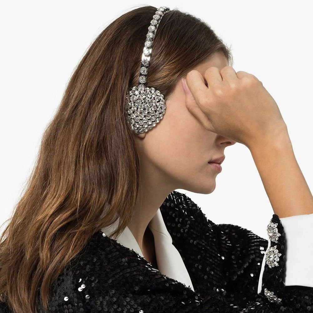 Diamond Headband Super Flashing Luxury Metal Headband New Headphone Shape Hair Accessories