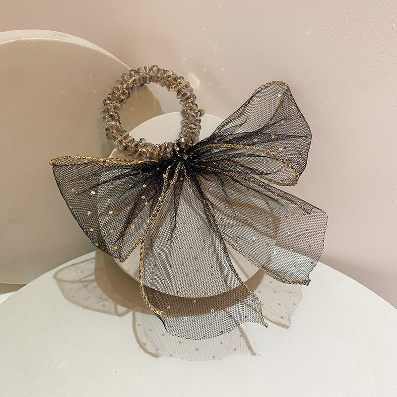 Clear Starry Sequin Gauze Bow Streamer Hair Tie Rope