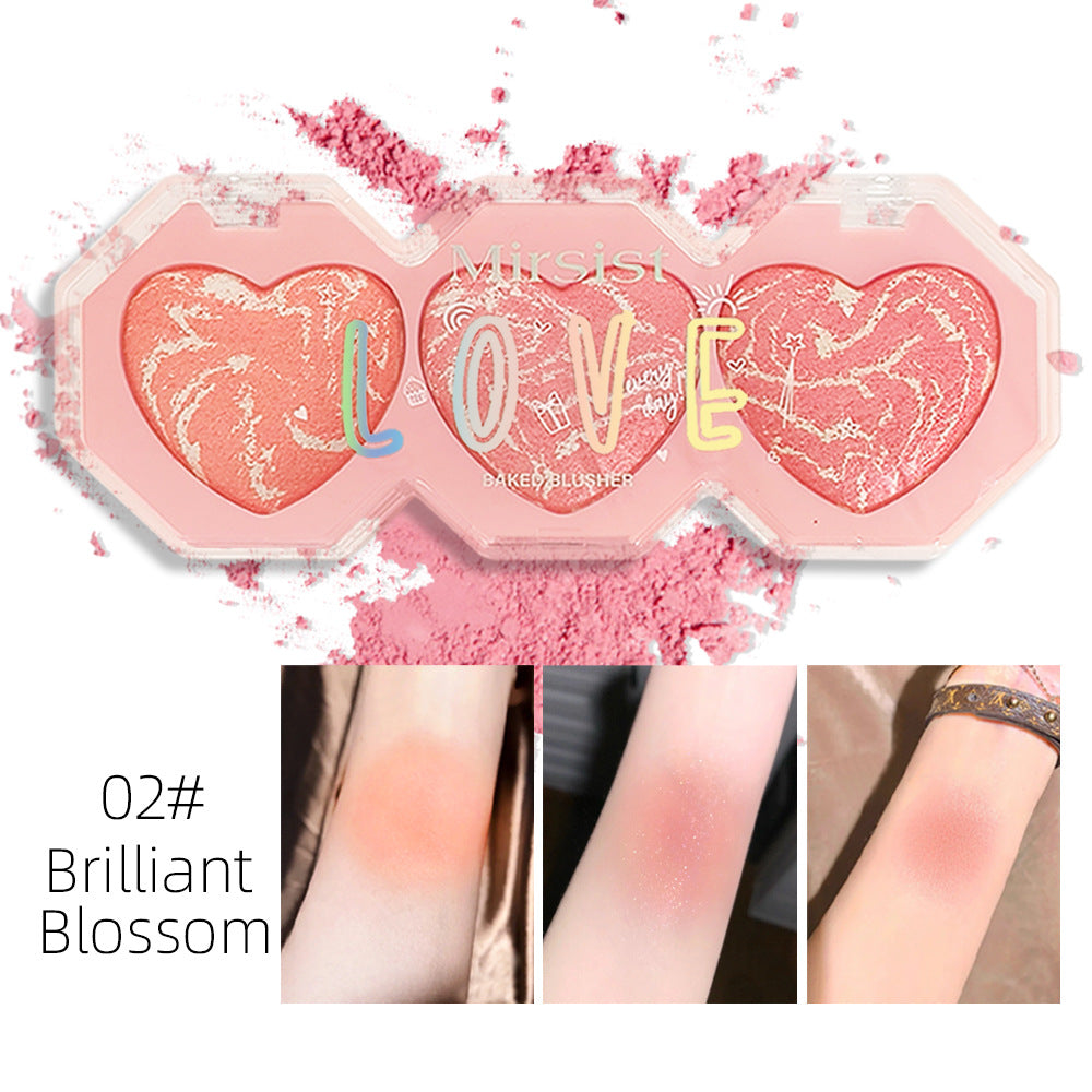 Mirsist Three-color Pork Belly Highlight Blush Heart-shaped Baking