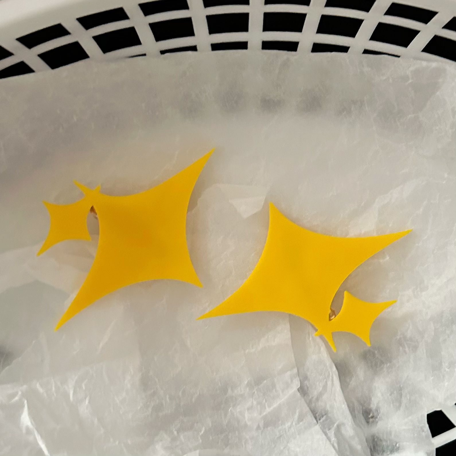 Yellow Geometric Stars Handmade Hair Clips Side