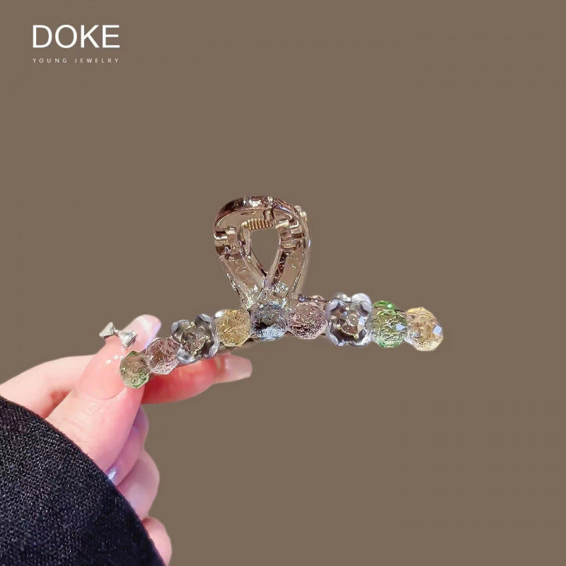 Simple All-match Rhinestone Graceful And Fashionable Back Head Half Tied Barrettes