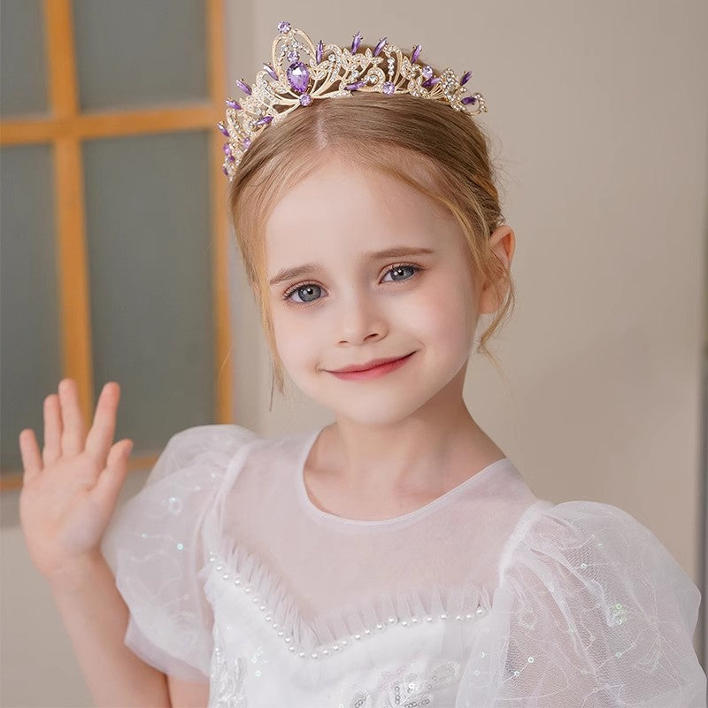 Children's Crown Headdress Simple Purple Rhinestone