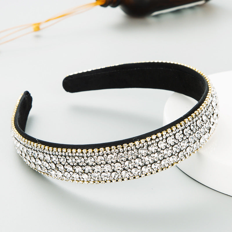 Women's Simple Hair Accessories Color Full Diamond Non-slip Headband