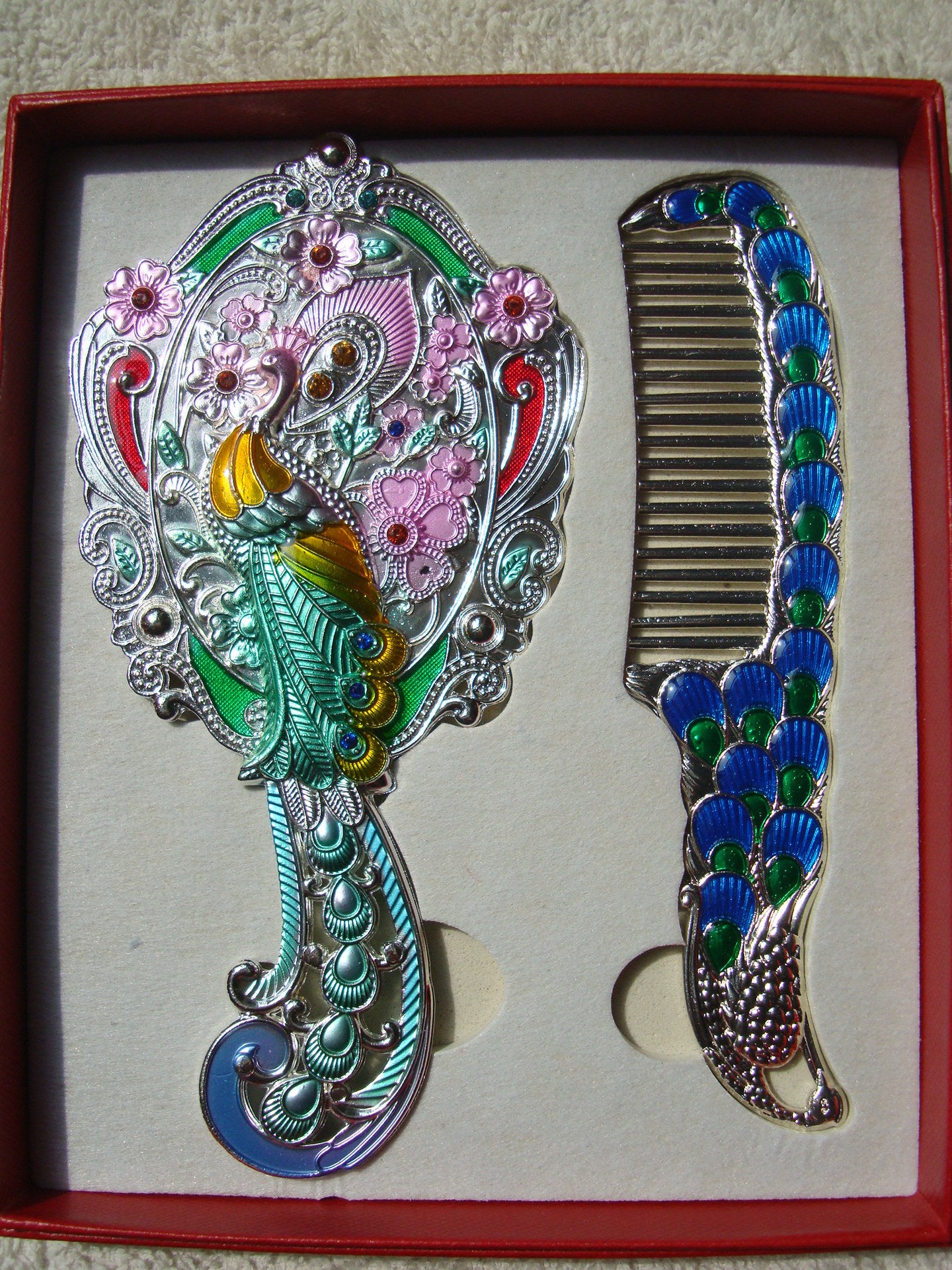 Portable Metal Handle Mirror Comb Suit