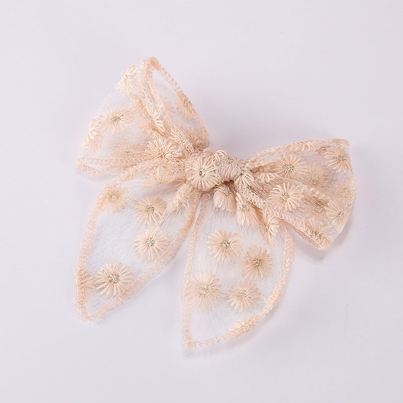 European And American Embroidery Printing Children's Bow Hairpin