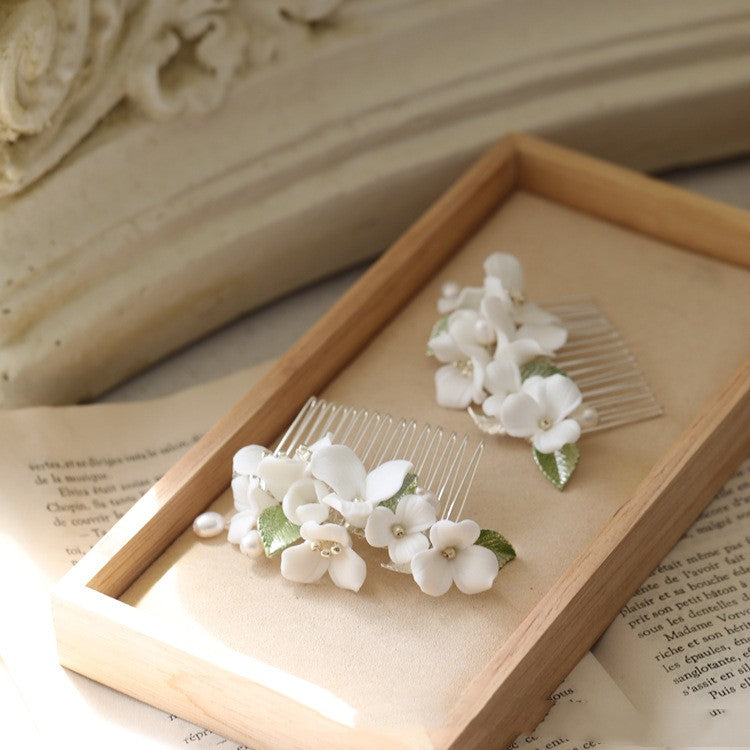 Ceramic Flower Hair Comb Bridal Headwear