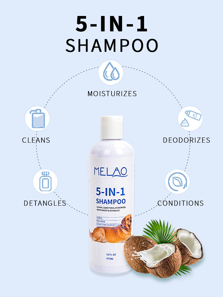 Melao Pet Shampoo 473ml Five-in-one Soft And Clean Cats And Dogs Pet Shower Gel Shampoo