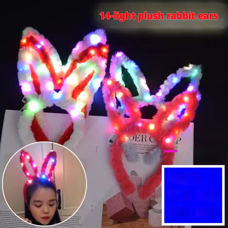 Glowing Headdress Antlers Headband Rabbit Ear Garland With Light