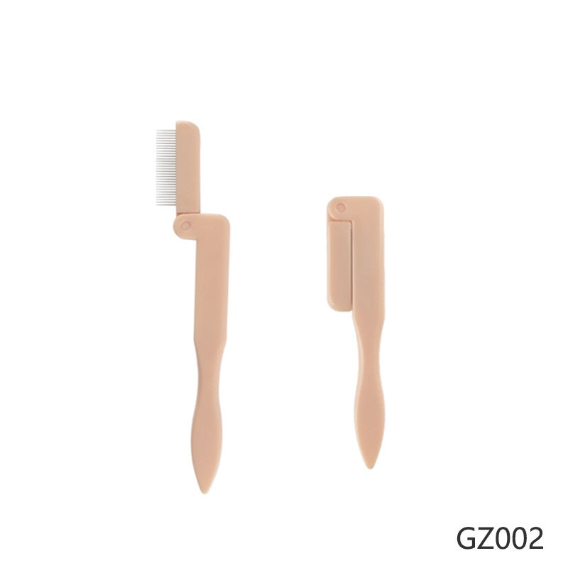 Straight Handle Foldable Stainless Steel Needle Brow Groomer Lash Comb Beauty Makeup Tools