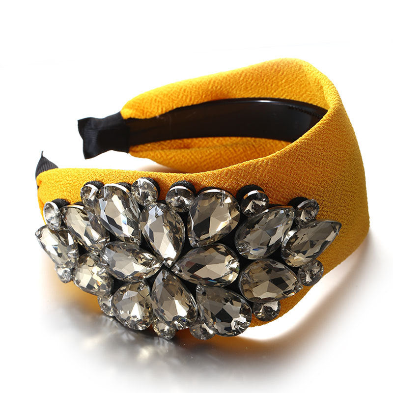 Design Solid Color Diamond-laid Headband Cross-border New Arrival Wide Edge Toothed Non-slip Face Wash Hair Band Headwear For Women