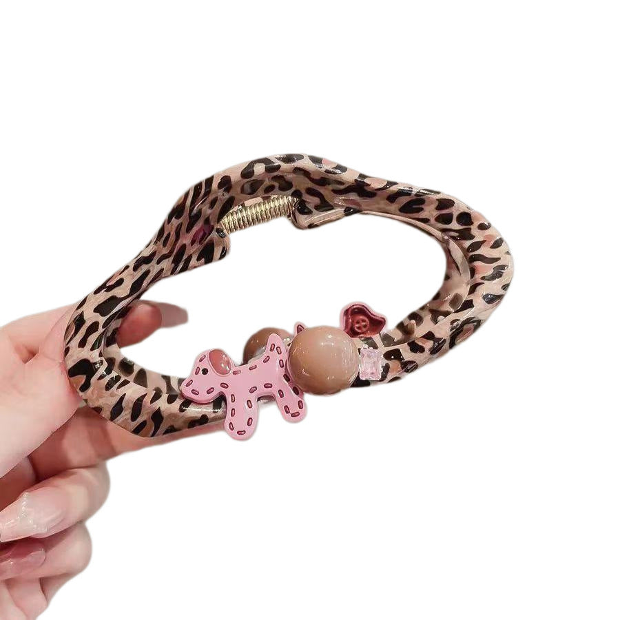 Leopard-Print Hollow-Out Cloud Hair Clip For Women Luxe High-End Style