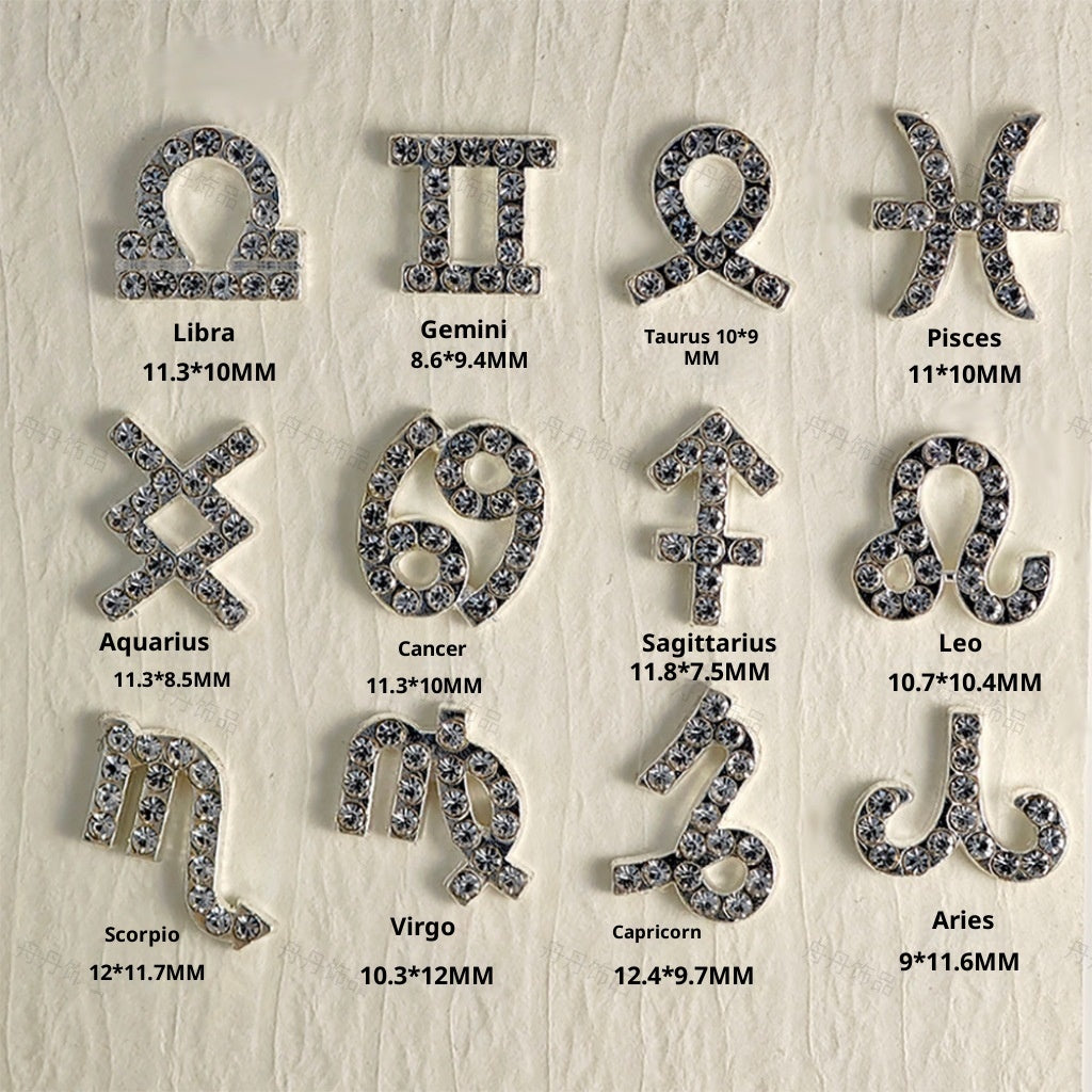 Twelve Zodiac Nail Art Accessories Alloy Inlaid Diamonds